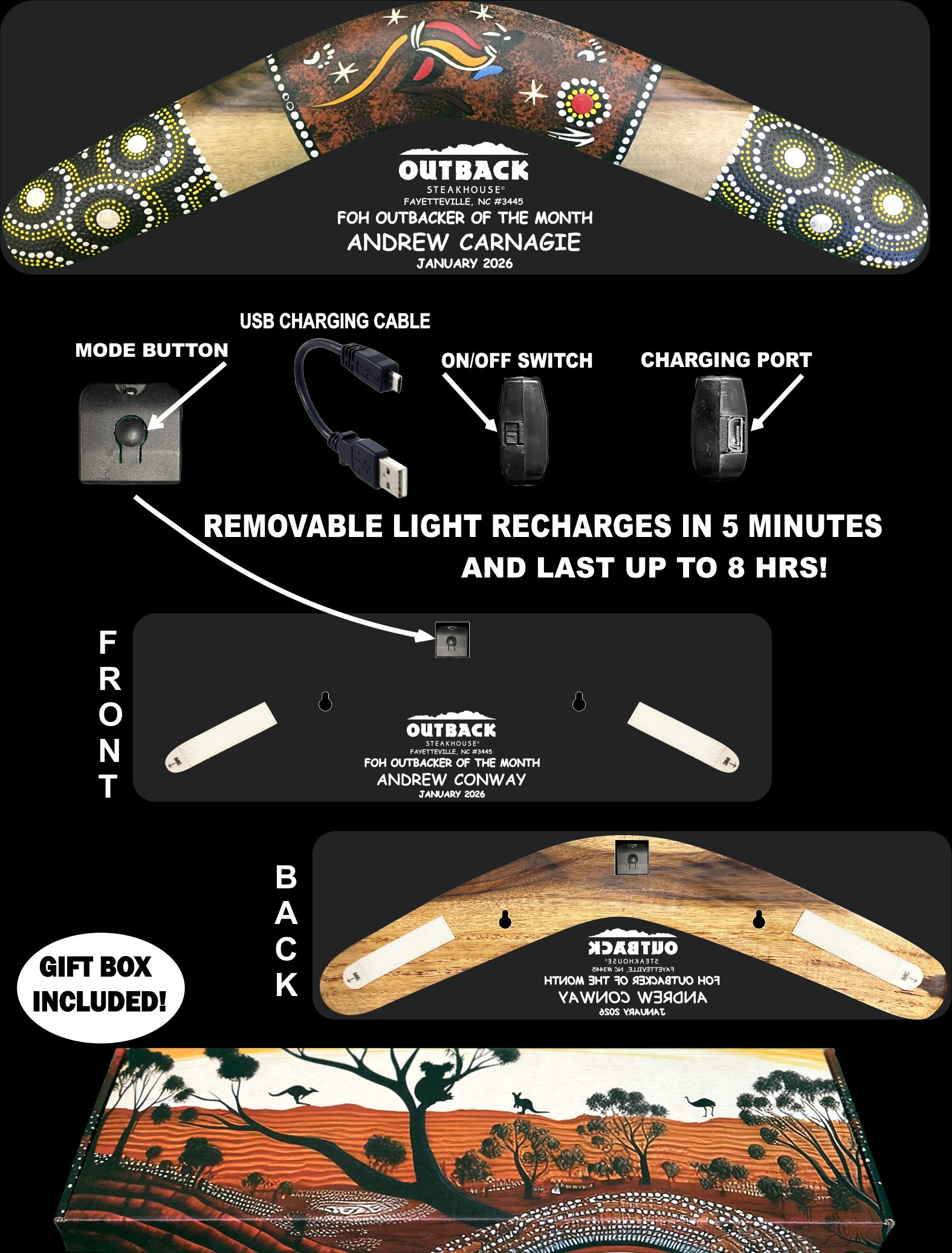 18 Inch Backlit Boomerang