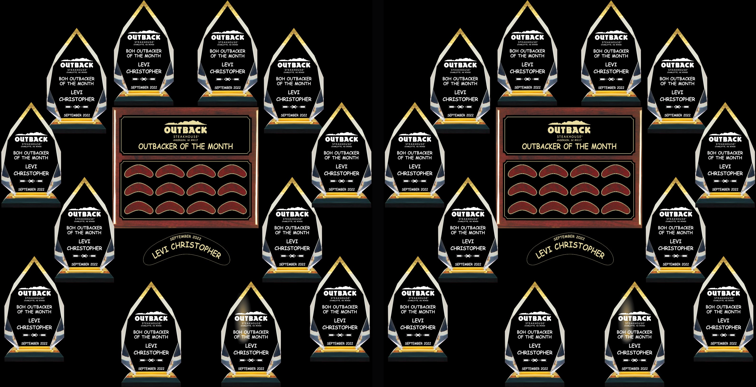 FOH & BOH Gold Diamond Acrylic Awards Bundle